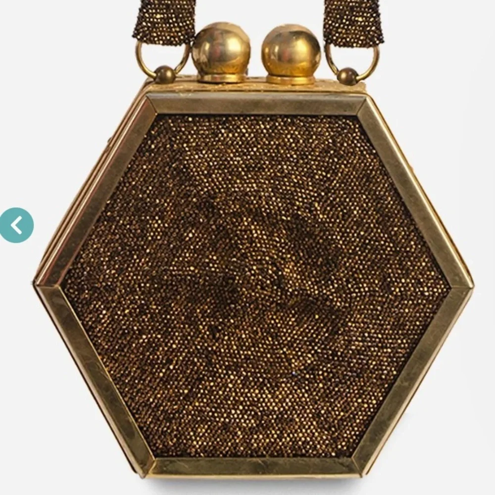 Vintage Copper Beaded Hexagon Evening Bag - Art Deco Style